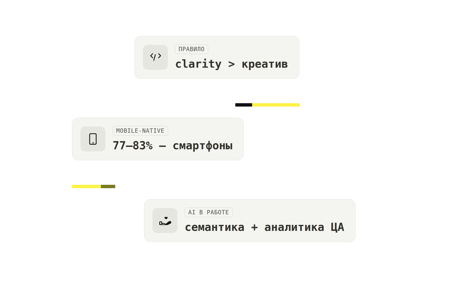 Сборка по правилам: clarity, mobile-native, AI-инструменты